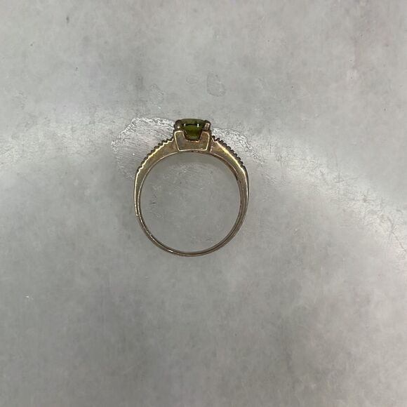 Sterling Silver Marcasite and Peridot-Colored Stone Ring - Picture 8 of 10